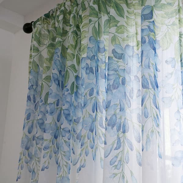 Skira Voile Gardinlängder i Polyester för Sovrum och Vardagsrum (Blå)