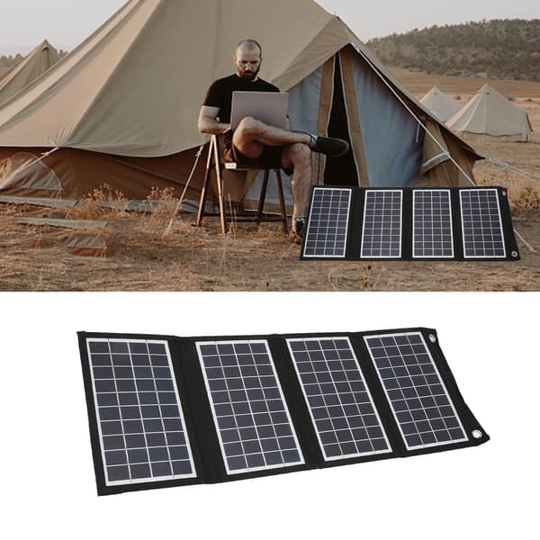 Sammenfoldelig Soloplader 30W 5V Dobbelt USB Power Bank Panel til Udendørs Vandring, Camping & Smartphone