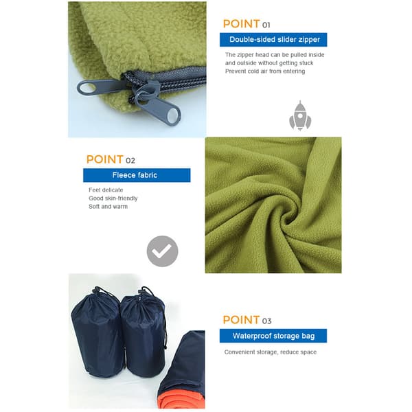 Multifunktionell Fleece Sovsäcksfoder Fritidsfilt Camping Sovmatta