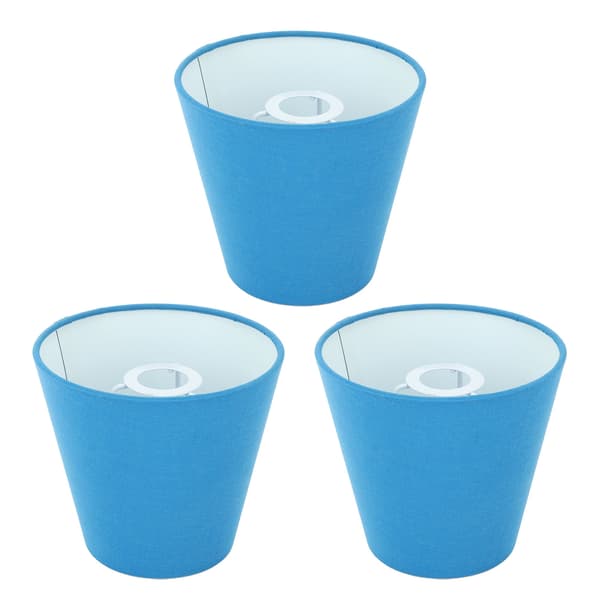 Modernt lampskärmsset i blått tyg för E14-lampor - 3-pack