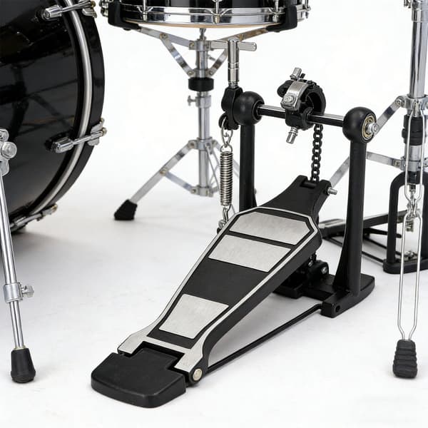 Trommesæt Pedal Enkelt Basfod Kick Percussion Kædetræk Sort