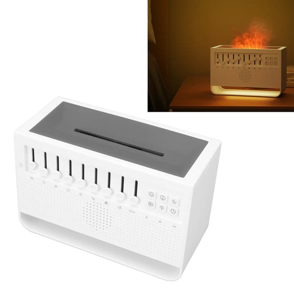 Flammefri Aroma Diffuser USB White Noise Maskine, Simuleret Ild Duft Luftfugter til Hjemmekontor, Hvid