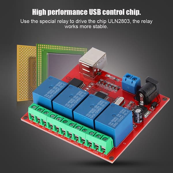 12V 4-kanals USB Smart Relæmodul til PC Automationskontrolkort