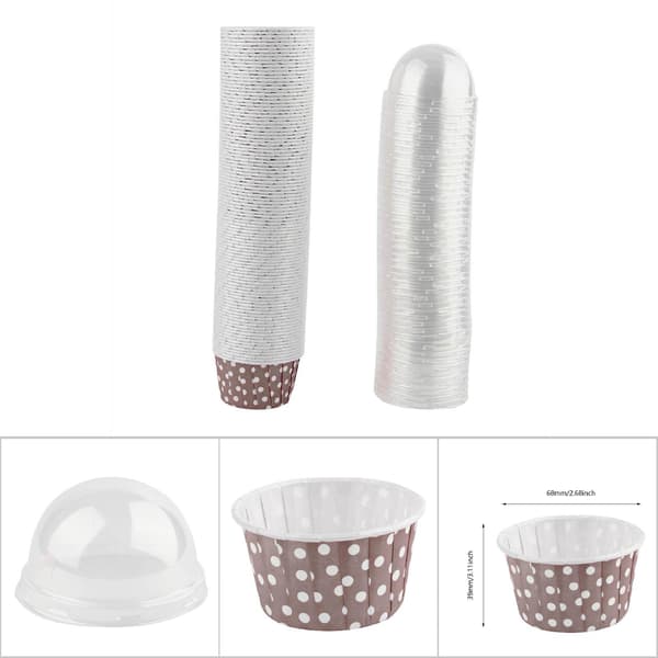 100-pack mini cupcakeformar, runda bakformar med lock, muffinsformar i kaffepapper, engångsbakformar
