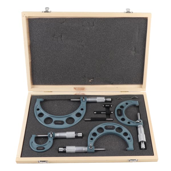 4-pack 0-100 mm metrisk extern mikrometer precisionsmätverktyg med förvaringslåda