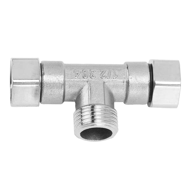 Rustfrit stål 3-vejs T-adapter G1/2 indvendigt gevind rørfitting til vand, luft, hydrauliske systemer