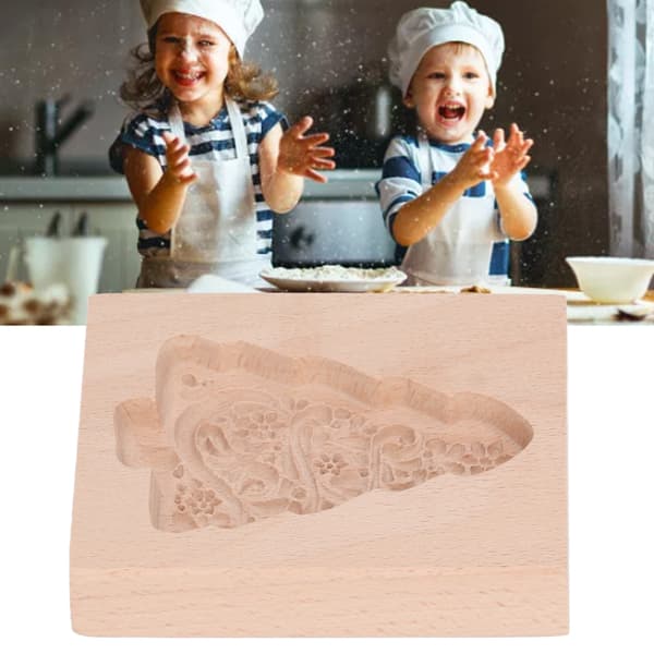 Snidad kakform i trä Kök Pepparkaksform Pressstämpel Präglingsform Julgransform