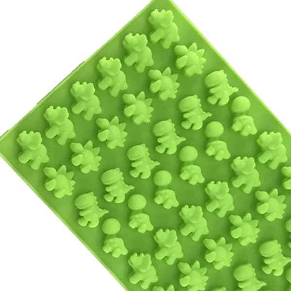 Grøn Dinosaur Silikoneform Sæt - 48 Mini Gummi Bageforme til Kage, Mousse, Budding, Chokolade