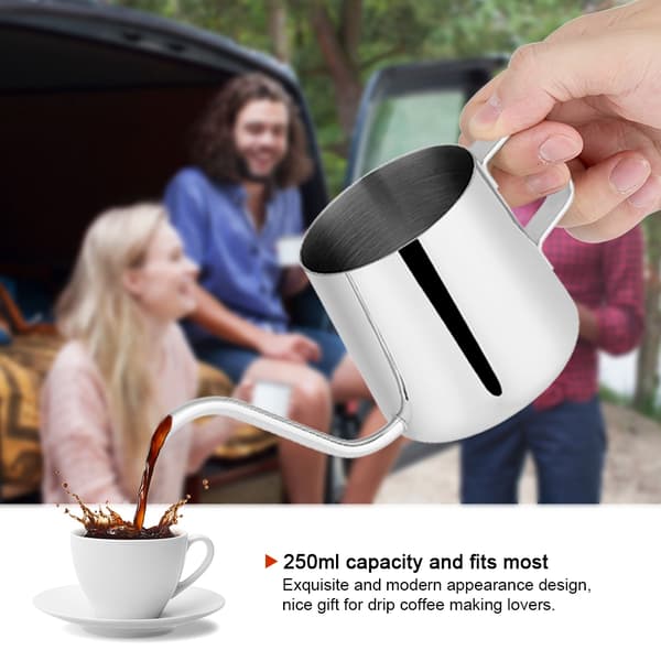 Svansehalskedel i rustfrit stål til Pour-Over kaffe Teværktøj (Sølv, 250 ml)