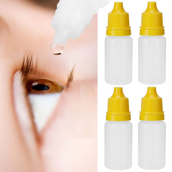 50-pack 10 ml ögondroppsflaskor, bärbara klämbara tomma droppbehållare med pluggar, lock, gul