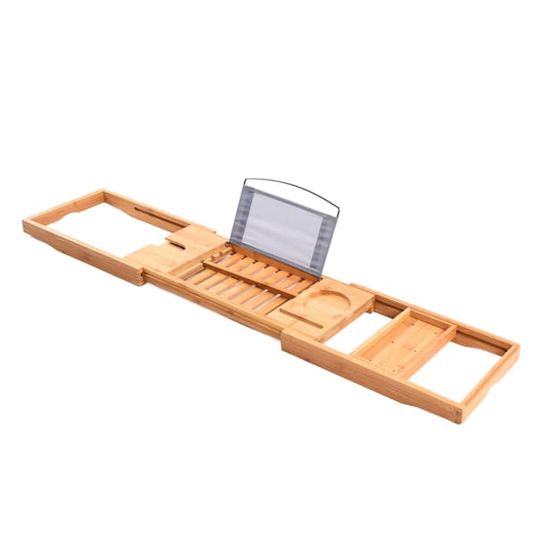 Bambus badekarbakke 69,5x22,5cm udvidelig robust badekarholder til badeværelses-spa