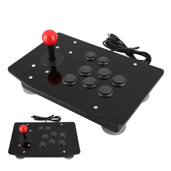Arcade Fighting Stick Joystick 8-knaps Gamepad Controller til PC, Sort
