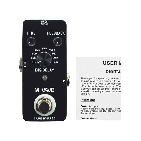 M-VAVE DIG DELAY Digital Delay Gitarr Effektpedal med 9 Delay-effekter True Bypass Full Metallskal