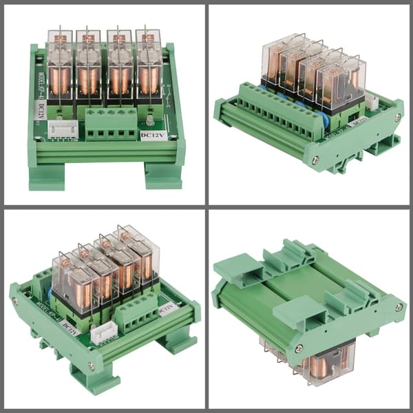 4-kanals 16A DIN-skinne relæmodul, DC 12V skifteinterface, 4-vejs strømstyring