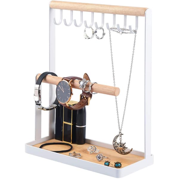 Smykkestativ i træ Multifunktionel Organizer Display Case til øreringe halskæder ringe