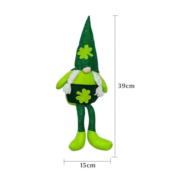 St. Patrick's Day Plysch Tomtedocka Dekor, Grön Shamrock Julprydnadsset