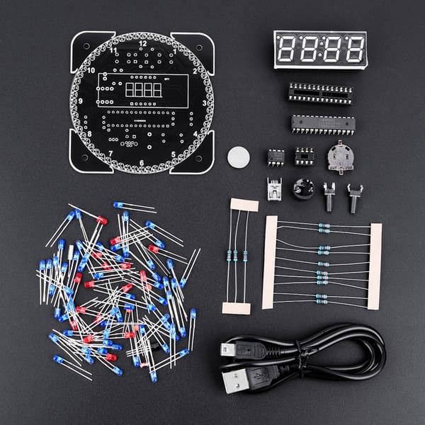 LED digital klocka kit med DIY ljuskontroll och temperaturdisplay - Blå
