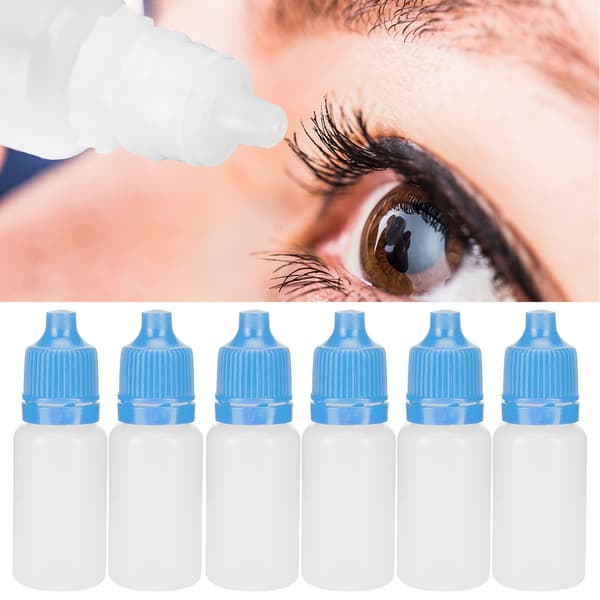 50-pack 5 ml tomma ögondroppsflaskor, klämbara vätskebehållare med blåa lock