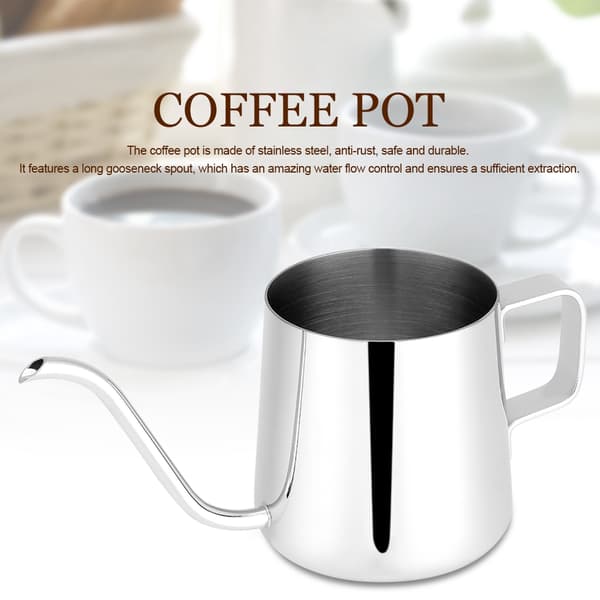 Svansehalskedel i rustfrit stål til Pour-Over kaffe Teværktøj (Sølv, 250 ml)