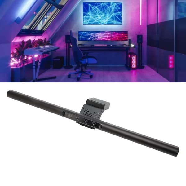 Computerskærmlampe Professionel Touch Control 5 Farvetemperaturjustering Computerskærm Lysbjælke Sort