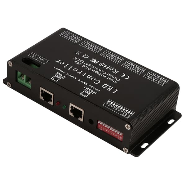 RGB LED Strip Controller 6-kanals DMX512 Dekoder Driver 5V-24V DC Sort Modul