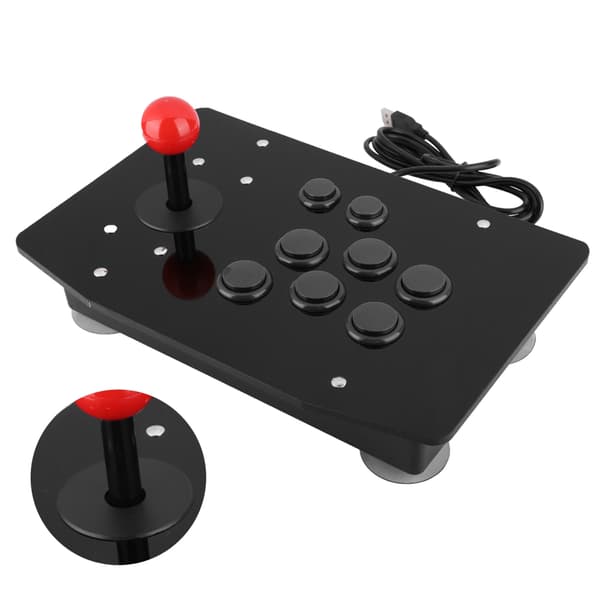 Arcade Fighting Stick Joystick 8-knapps Gamepad-kontroll för PC, svart
