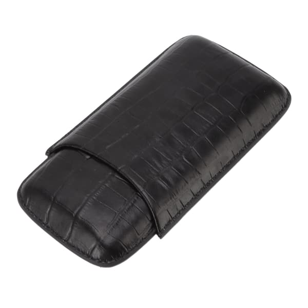 Bærbart 3-delt cigaretui humidor sæt sort læderetui