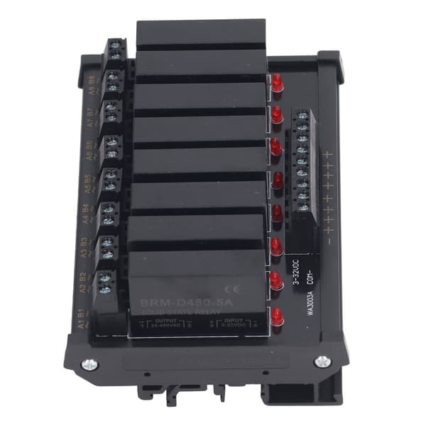 Solid State -relemoduuli DIN-kiskoasennus 8-kanavainen Solid State -rele 3-32VDC tulo 5-8A 24-480VAC kuorma
