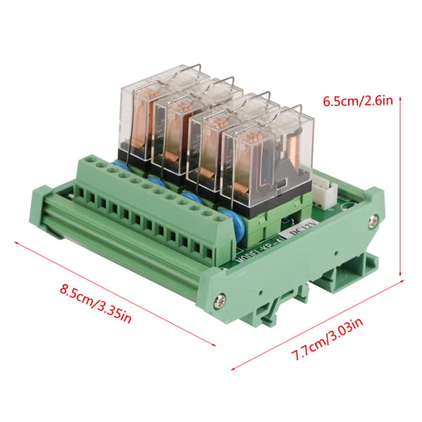 4-kanals 16A DIN-skinne relæmodul, DC 12V skifteinterface, 4-vejs strømstyring