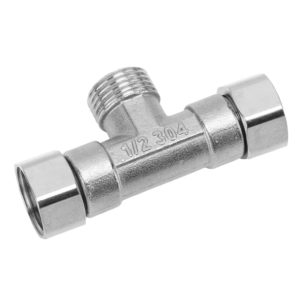 Rustfrit stål 3-vejs T-adapter G1/2 indvendigt gevind rørfitting til vand, luft, hydrauliske systemer