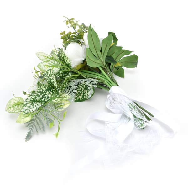 Brudbukett i sidenblommor för bröllopsfotorekvisita, vit, heminredning, scen & sovrum