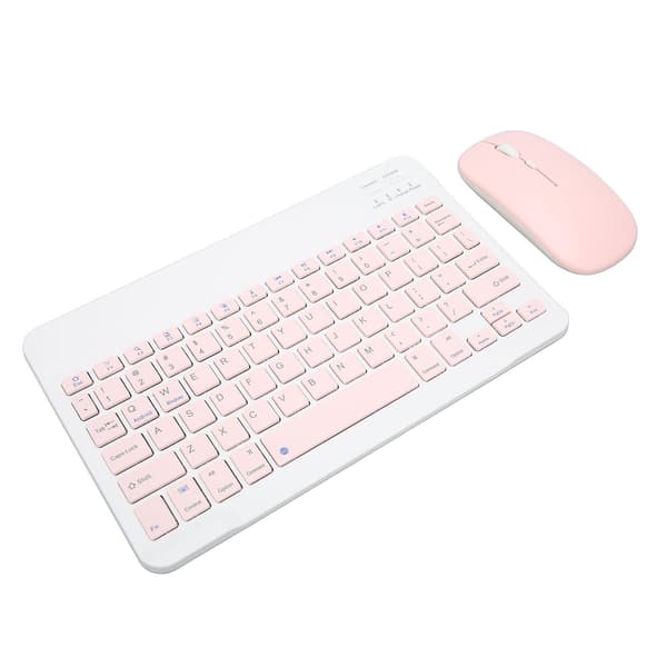10 tommer trådløst tastatur og musesæt til tablet, telefon, pc - pink, bærbart Bluetooth-sæt