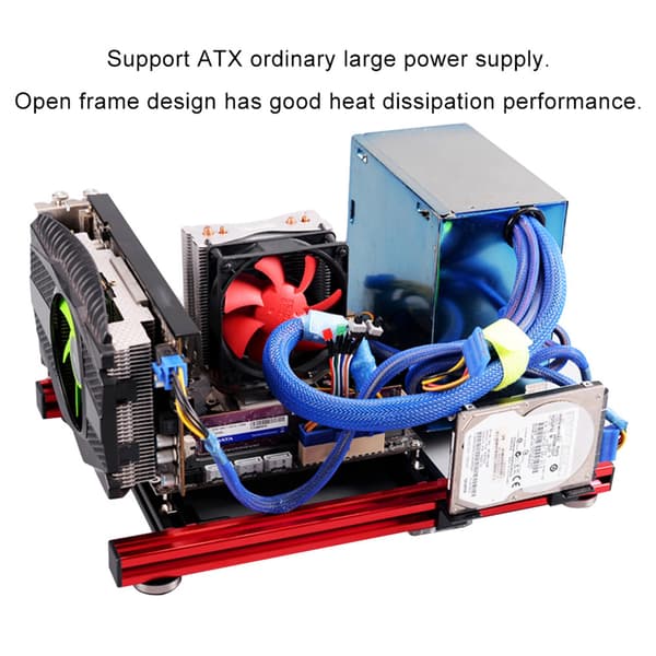 Mini ITX PC-chassi, öppen aluminiumram DIY-datorchassi, legeringskonstruktion