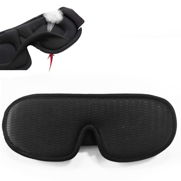Justerbar 3D-sovemaske til stresslindring og afslapning - Blød, sort, lysblokerende
