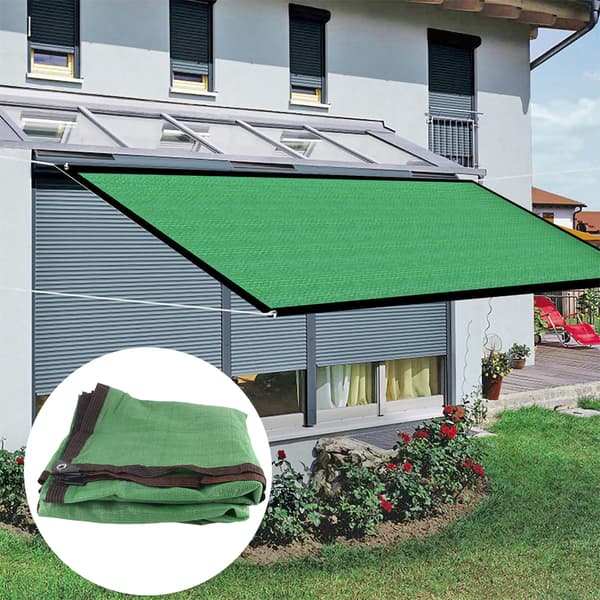 Rektangulær solsejl, åndbar UV-blokerende overdækning til terrasse, baghave, græsplæne, have, grøn, 2x4m / 6.6x13.1ft