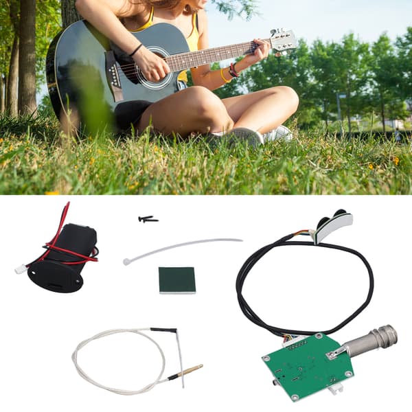 Gitarr Piezo Pickup Kit Inbyggt Förförstärkarsystem Akustisk Gitarr Pickup med Volym Tonkontrollratt