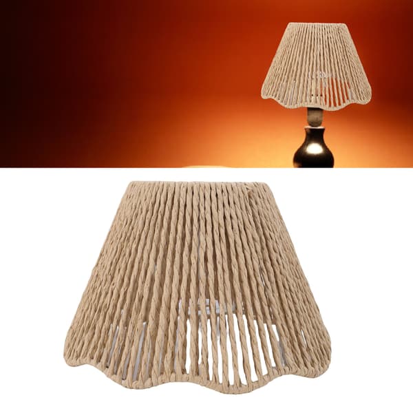 Vävd lampskärm i rep E27 E14 med vågig kant för matsal, sovrum, café, 1-pack