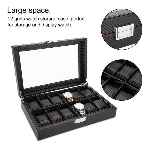 12 Gitre Ur Display Opbevaringsboks Ur Organizer Etui PU Læder