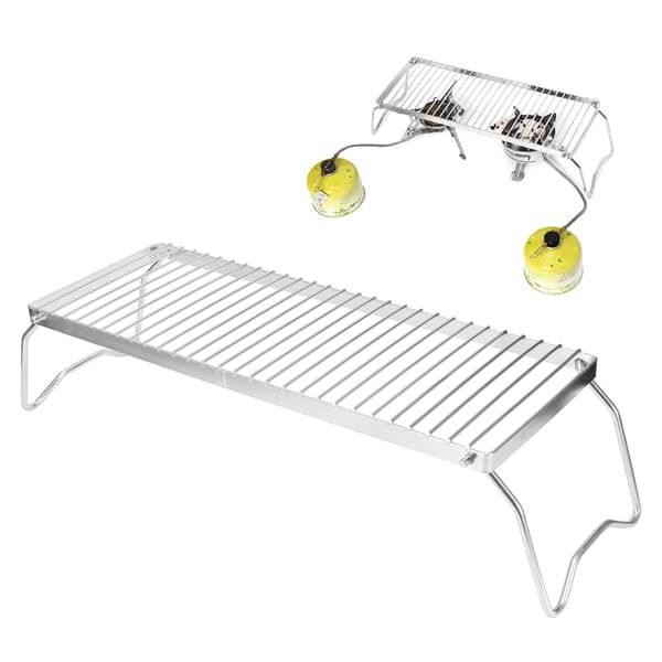 Bärbar Camping BBQ Grill Vikbar Rostfritt Stål Eldstad Kokplatta Galler