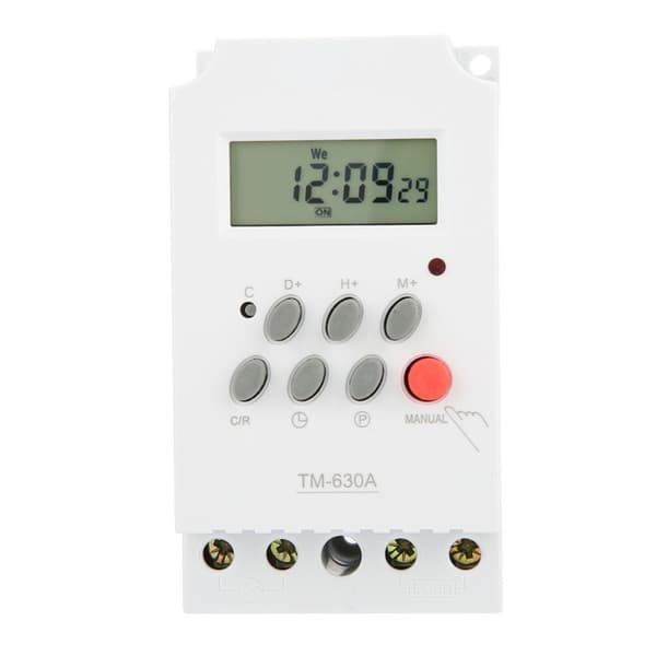 12V DC Mini LCD Digital Timer Switch TM630A, Programmerbar Stikkontakt, 16A, Daglig Cyklus, Hjemmeautomatisering