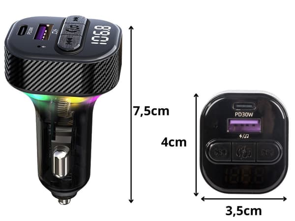 Bilsender FM MP3/WMA USB A+USB C 30W