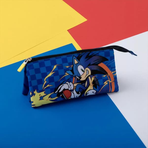Sonic the Hedgehog Sprint penalhus med 3 rum, 23 cm - blå