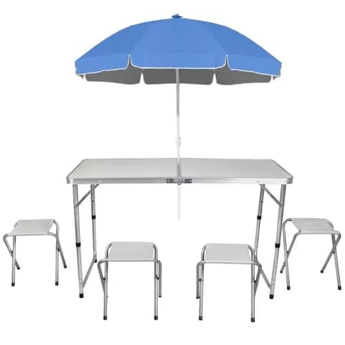 Campingbord med 4 stole - foldbart picnicsæt
