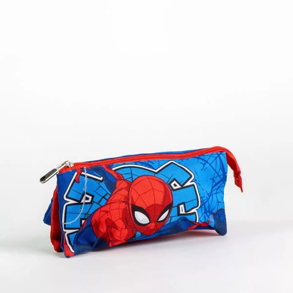 Superman Comic Action penalhus med 3 rum 23 cm - blå