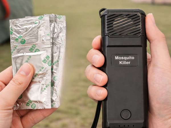 Sort bærbar myggespray USB – 6 refills medfølger