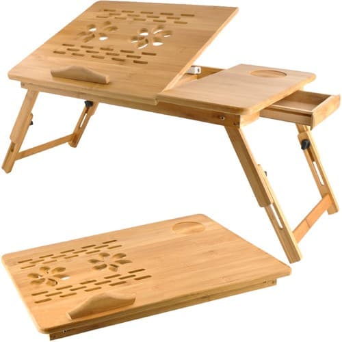 Bambus laptopbord – justerbart natbord til 17” bærbar computer