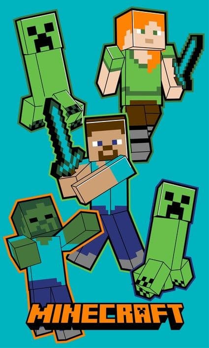 Håndklæde til børn - Minecraft Crawler håndklæde 30x50cm