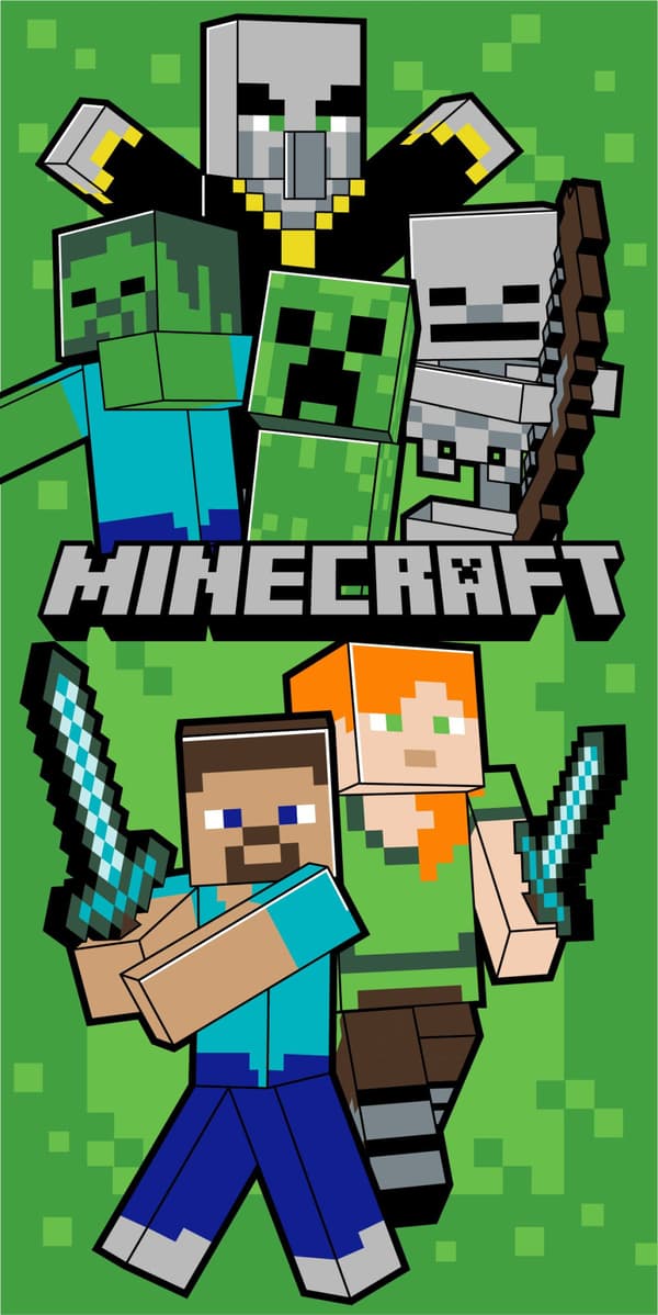 Minecraft Let's Survive badehåndklæde, strandhåndklæde 70x140cm