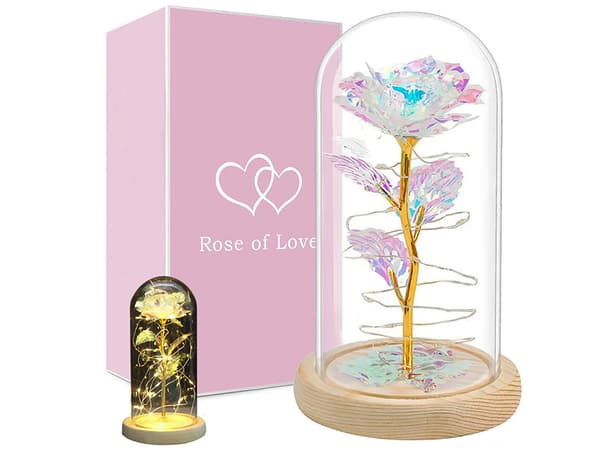 Evig rose i glas gave LED lysende glas