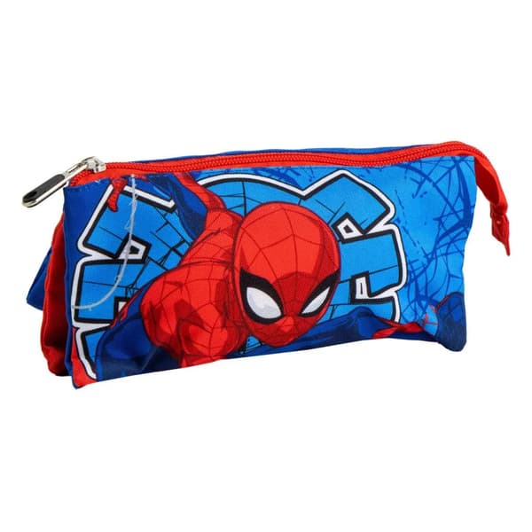 Superman Comic Action penalhus med 3 rum 23 cm - blå